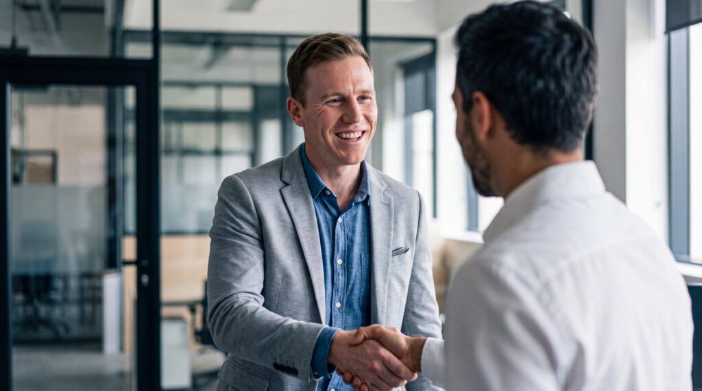 Two businessmen shaking hands