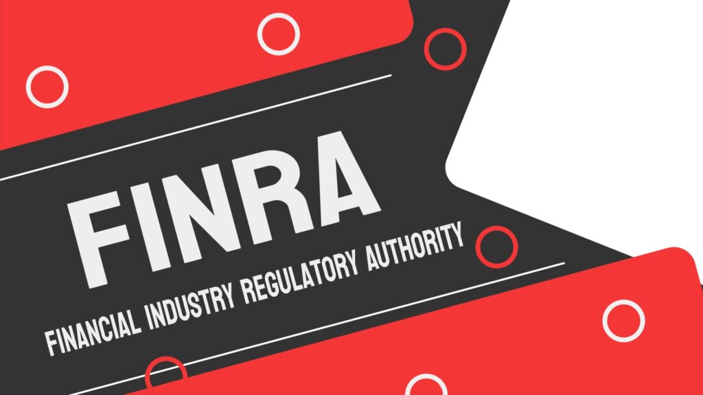 Black and red background with the words FINRA Financial Industry Regulatory Authority written on it