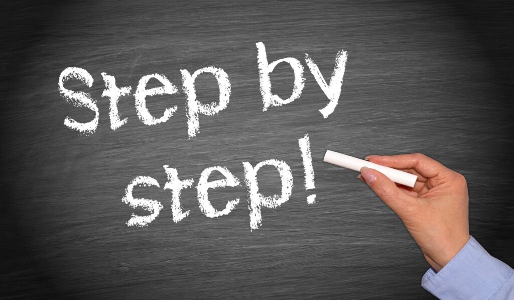 Step by step written in chalk